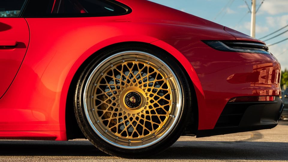 Porsche 992 Carrera GTS | Guards Red | 1886 S009 Wheels | Satin Gold