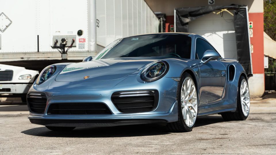 Porsche 991 Turbo S | Ice Blue Metallic | on HRE 520M | Brushed Clear