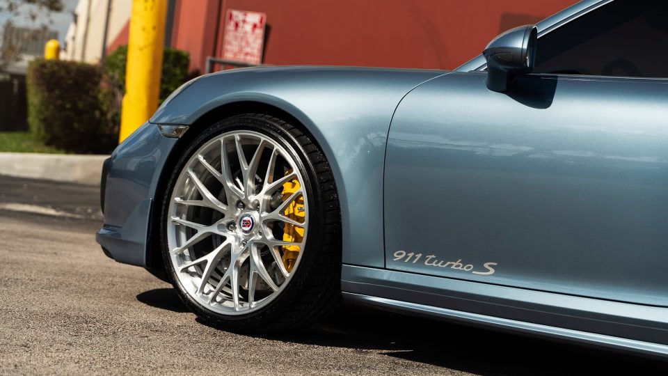 Porsche 991 Turbo S | Ice Blue Metallic | on HRE 520M | Brushed Clear