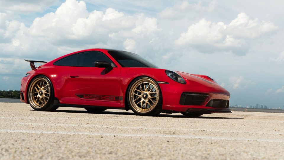 Porsche 992 GTS | Carmine Red | on 1886 Wheels S010| Brushed Champagne