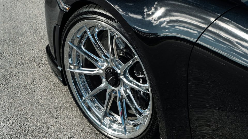 Porsche 992 Turbo S | Jet Black Metallic | on HRE S104SC | Polished Clear | Techart Aero Kit