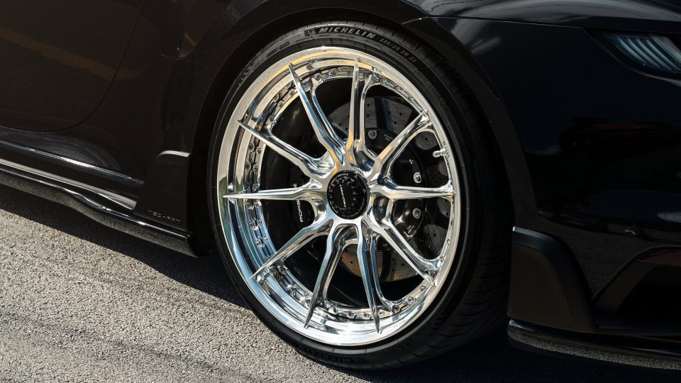 Porsche 992 Turbo S | Jet Black Metallic | on HRE S104SC | Polished Clear | Techart Aero Kit