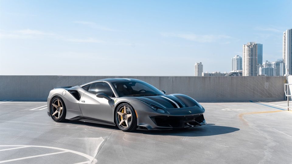 Ferrari 488 Pista | Grigio Silverstone | on ANRKY RS5.3C | Satin Brushed Champagne