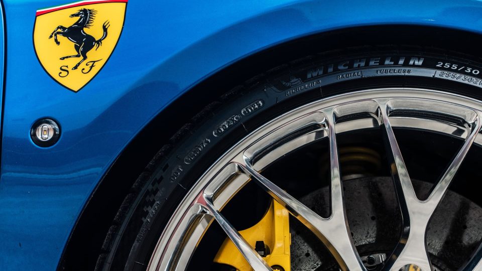 Ferrari F8 | Blue Corza | on HRE 520M | Polished Clear