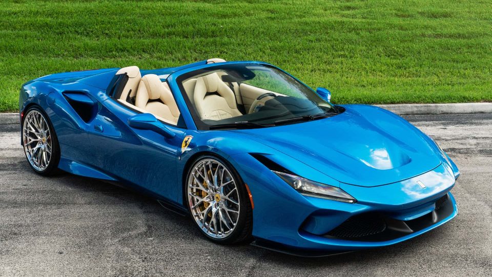 Ferrari F8 | Blue Corza | on HRE 520M | Polished Clear