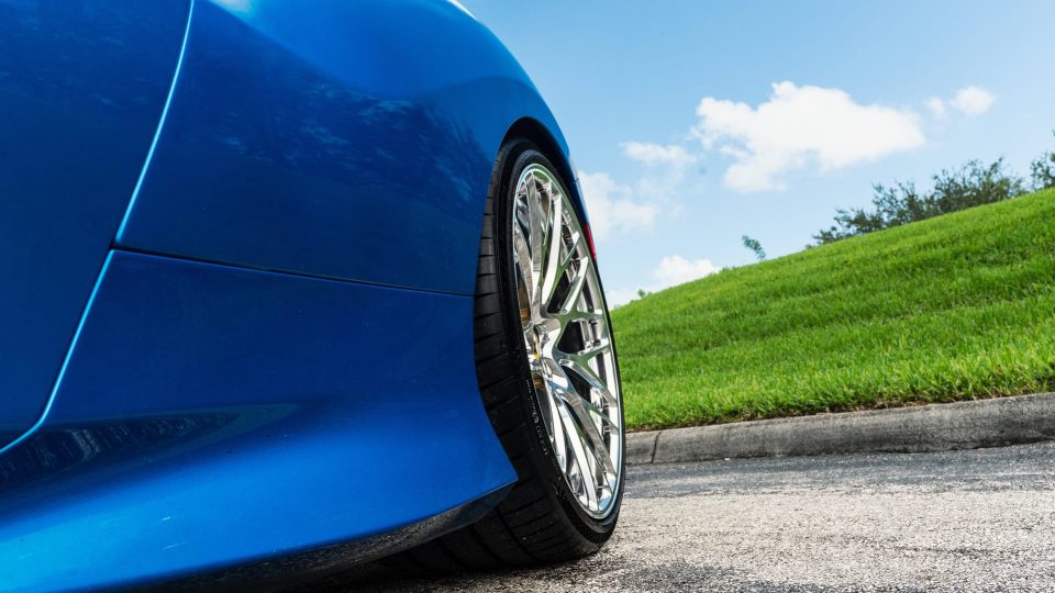 Ferrari F8 | Blue Corza | on HRE 520M | Polished Clear