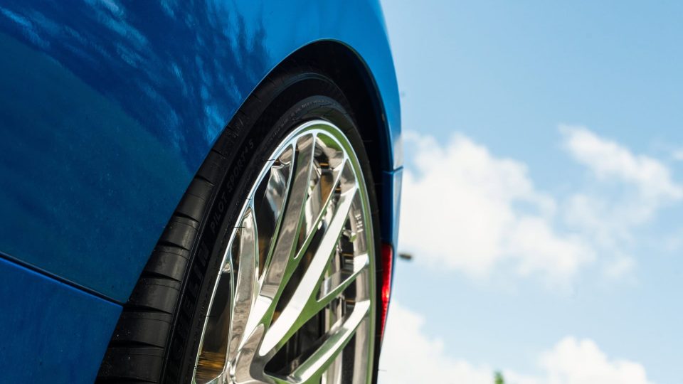 Ferrari F8 | Blue Corza | on HRE 520M | Polished Clear