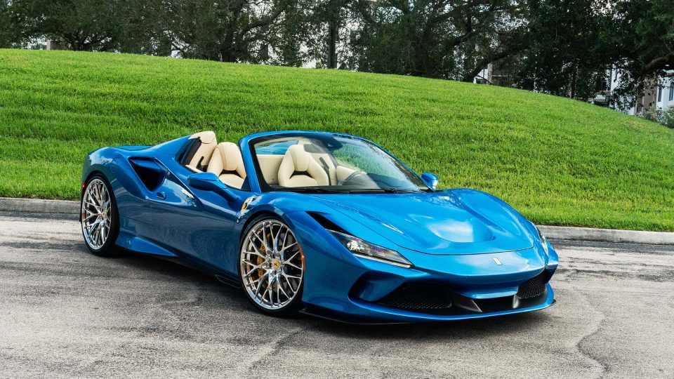 Ferrari F8 | Blue Corza | on HRE 520M | Polished Clear