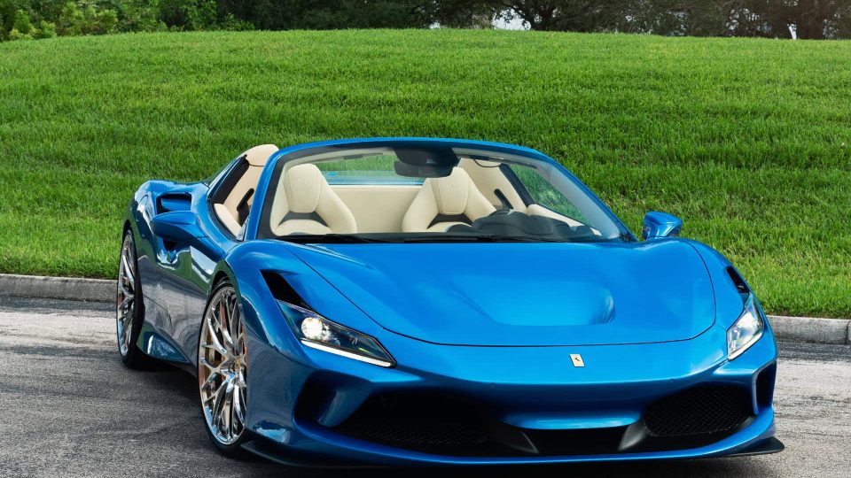 Ferrari F8 | Blue Corza | on HRE 520M | Polished Clear