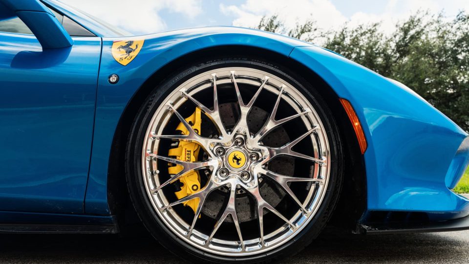 Ferrari F8 | Blue Corza | on HRE 520M | Polished Clear