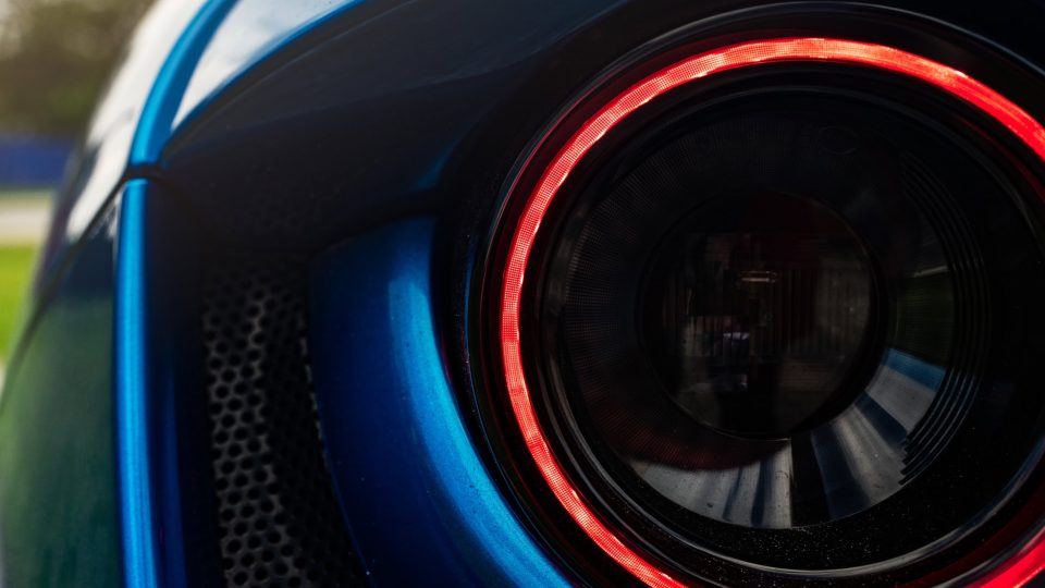 Ferrari F8 | Blue Corza | on HRE 520M | Polished Clear