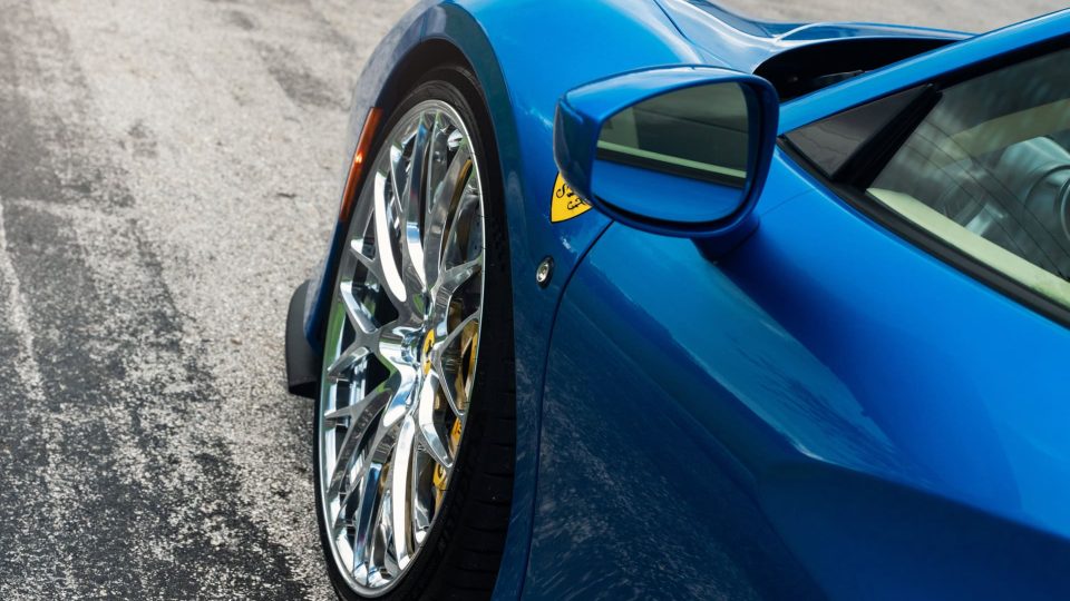 Ferrari F8 | Blue Corza | on HRE 520M | Polished Clear
