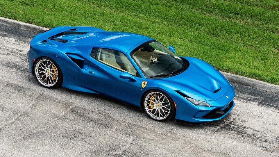 Ferrari F8 | Blue Corza | on HRE 520M | Polished Clear