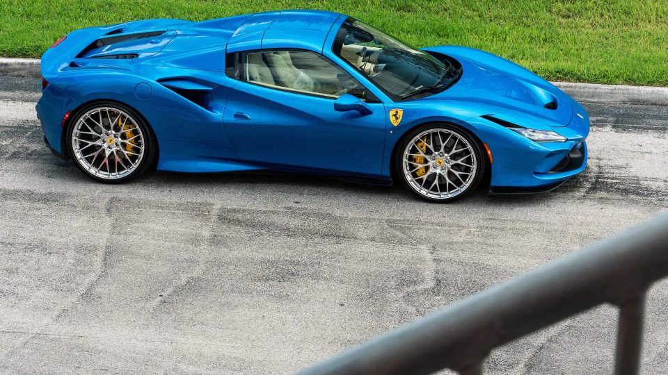 Ferrari F8 | Blue Corza | on HRE 520M | Polished Clear