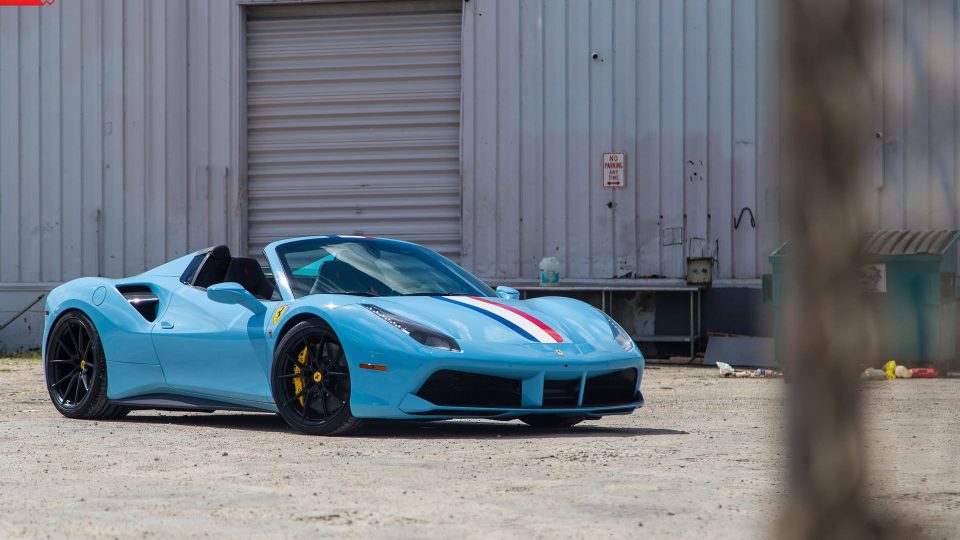 FERRARI 488 SPIDER | Azzuro La Plata | on ANRKY AN12 | Satin Black