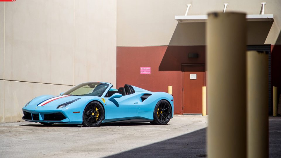 FERRARI 488 SPIDER | Azzuro La Plata | on ANRKY AN12 | Satin Black