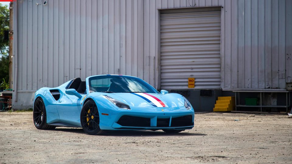FERRARI 488 SPIDER | Azzuro La Plata | on ANRKY AN12 | Satin Black