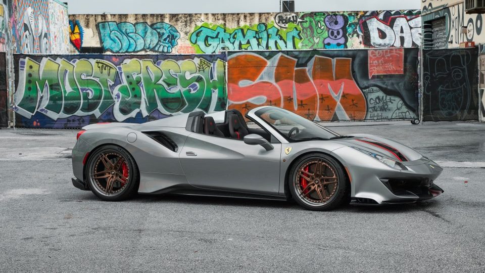 Ferrari 488 Pista Spider | Grigio Silverstone | on HRE S107SC | Frozen Polished Bronze