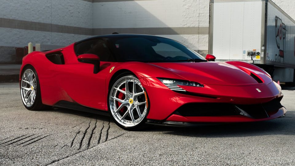 Ferrari SF90 | Rosso Corza | on HRE S101SC | Brushed Clear