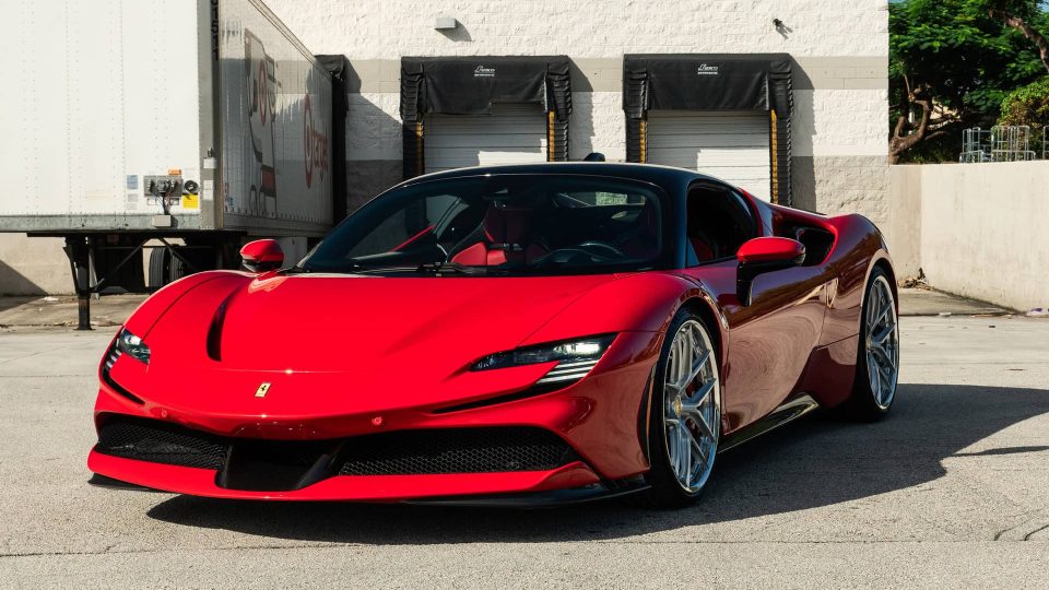 Ferrari SF90 | Rosso Corza | on HRE S101SC | Brushed Clear