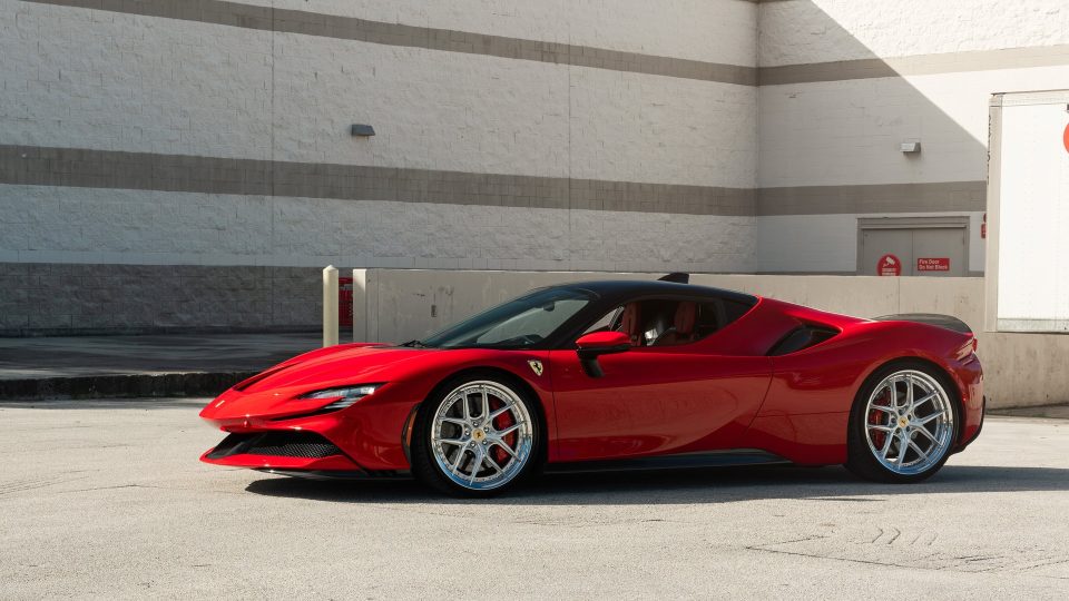 Ferrari SF90 | Rosso Corza | on HRE S101SC | Brushed Clear