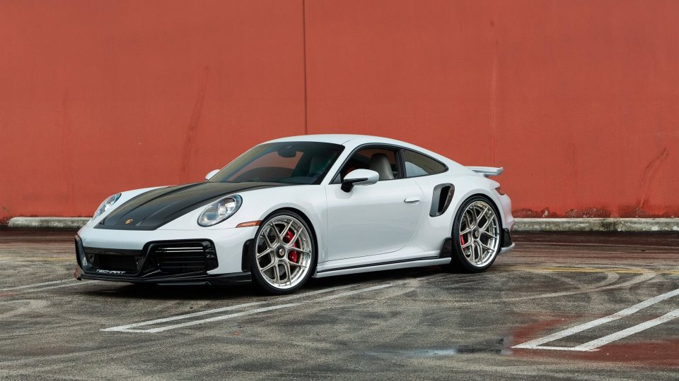 Porsche 992 Turbo S | Ice Gray Metallic| on HRE S101SC | Satin White Gold