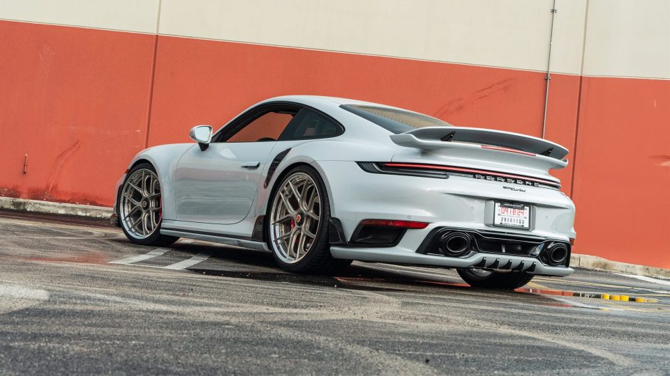 Porsche 992 Turbo S | Ice Gray Metallic| on HRE S101SC | Satin White Gold
