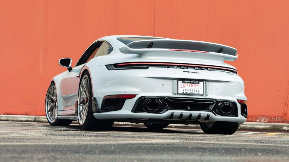 Porsche 992 Turbo S | Ice Gray Metallic| on HRE S101SC | Satin White Gold