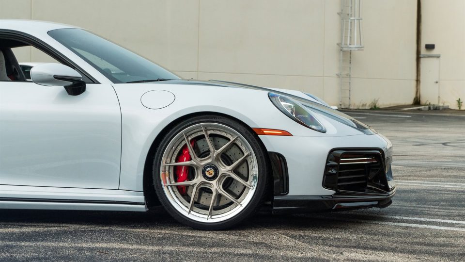 Porsche 992 Turbo S | Ice Gray Metallic| on HRE S101SC | Satin White Gold