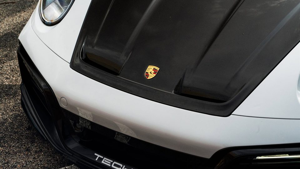 Porsche 992 Turbo S | Ice Gray Metallic| on HRE S101SC | Satin White Gold