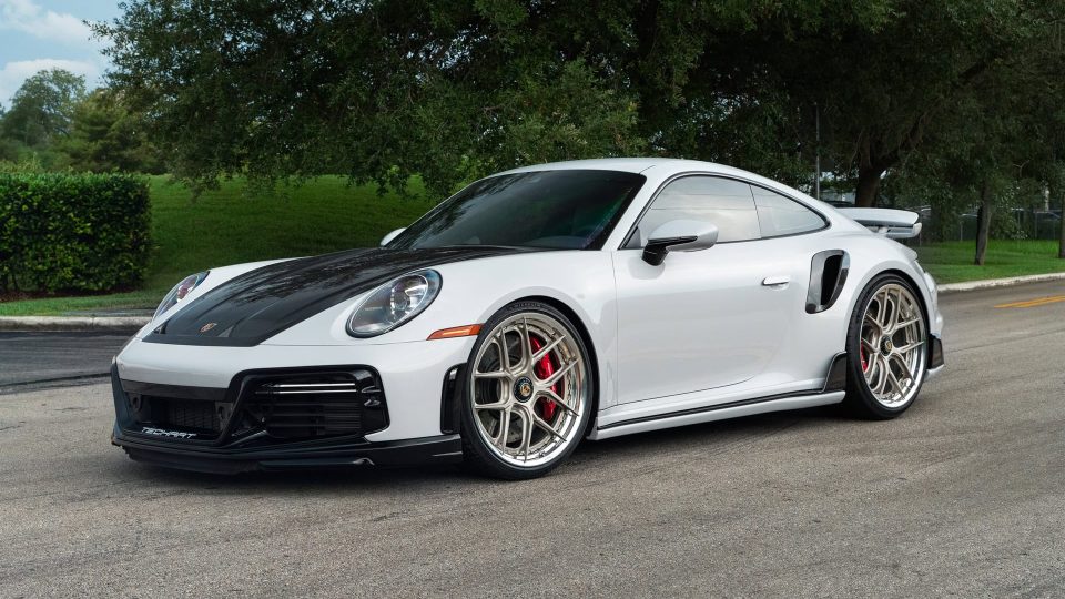 Porsche 992 Turbo S | Ice Gray Metallic| on HRE S101SC | Satin White Gold