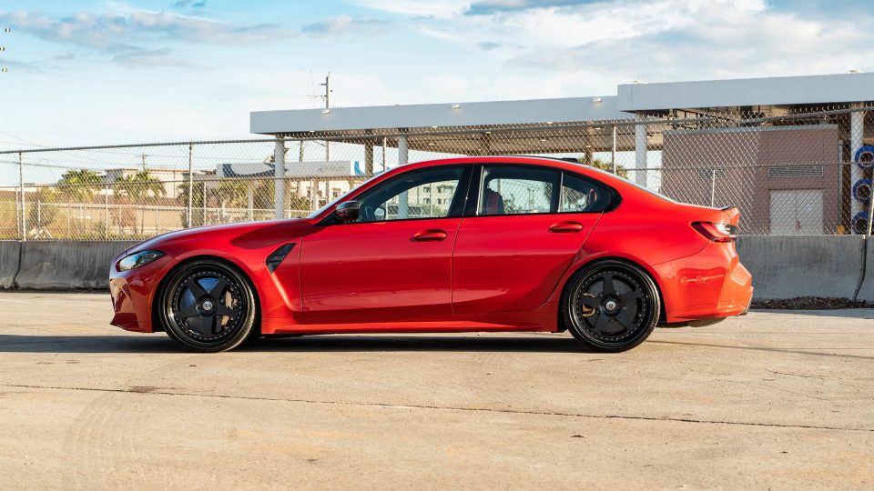 BMW G80 M3 | Toronto Red | on HRE Classic 305 | Satin Black