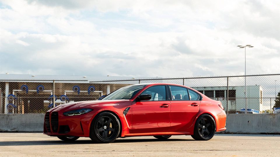 BMW G80 M3 | Toronto Red | on HRE Classic 305 | Satin Black