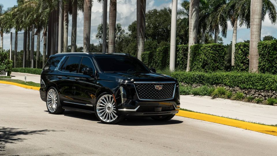 Cadillac Escalade | Black Raven | on ANRKY RF-182 | Brushed Face + Mirror Polished Windows
