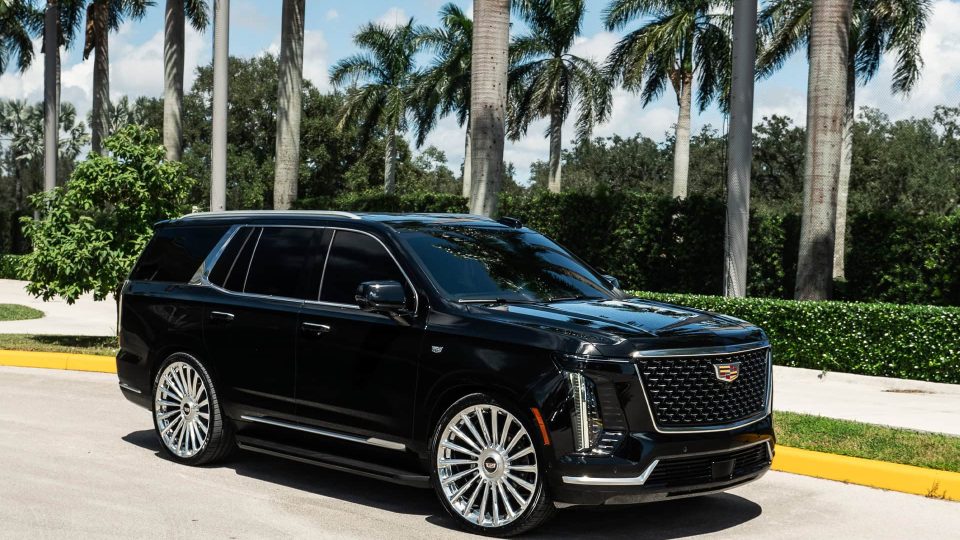Cadillac Escalade | Black Raven | on ANRKY RF-182 | Brushed Face + Mirror Polished Windows