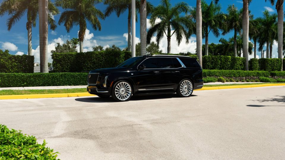 Cadillac Escalade | Black Raven | on ANRKY RF-182 | Brushed Face + Mirror Polished Windows