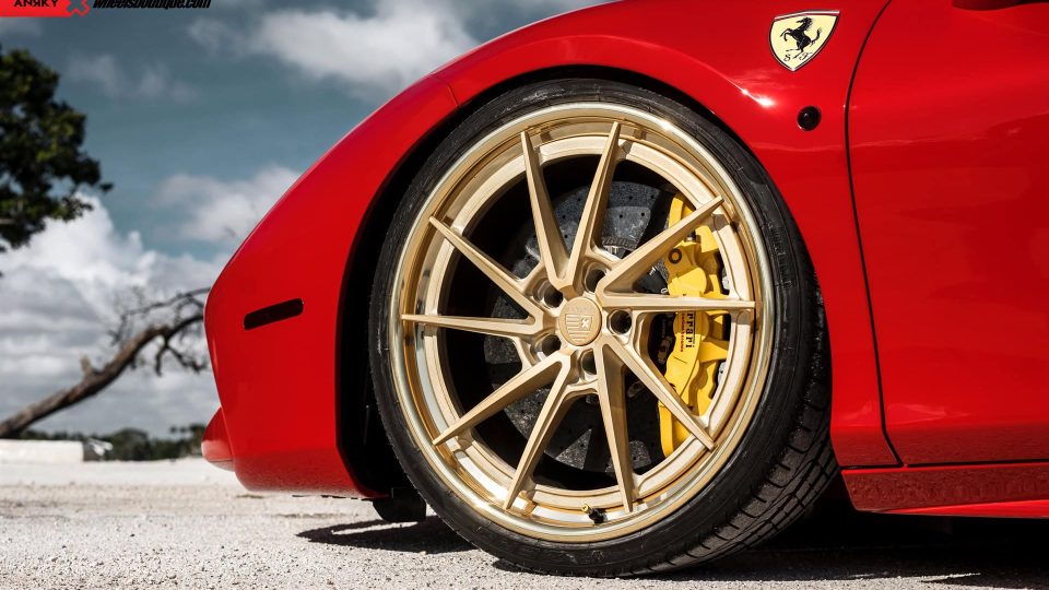 Ferrari 488 GTB | Rosso Corza | on ANRKY AN33 | Two-Tone Brushed Satin Gold with Stone Satin Gold Windows