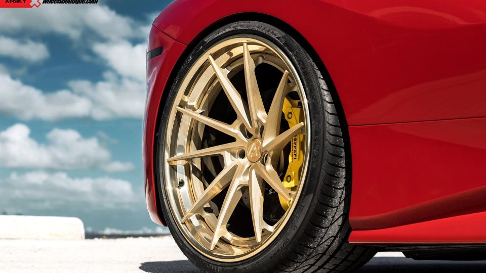 Ferrari 488 GTB | Rosso Corza | on ANRKY AN33 | Two-Tone Brushed Satin Gold with Stone Satin Gold Windows