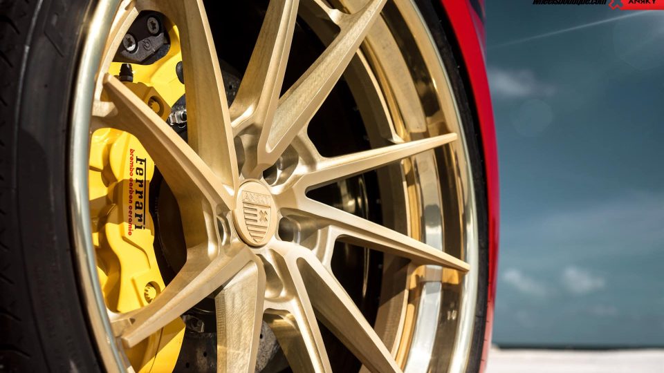 Ferrari 488 GTB | Rosso Corza | on ANRKY AN33 | Two-Tone Brushed Satin Gold with Stone Satin Gold Windows