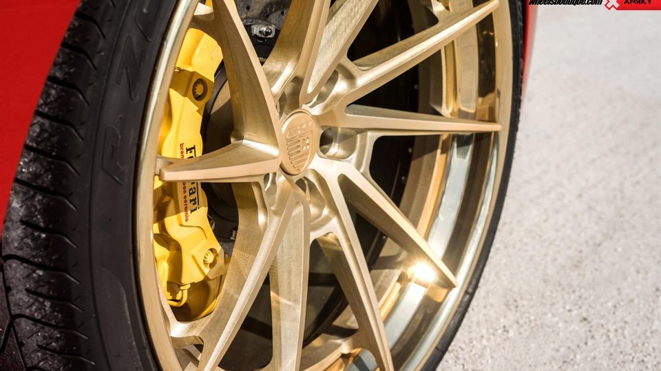 Ferrari 488 GTB | Rosso Corza | on ANRKY AN33 | Two-Tone Brushed Satin Gold with Stone Satin Gold Windows
