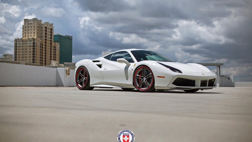 Ferrari 488 | Bianco Avus | on HRE S207 | Frozen Polished Dark Clear