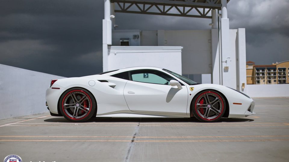 Ferrari 488 | Bianco Avus | on HRE S207 | Frozen Polished Dark Clear