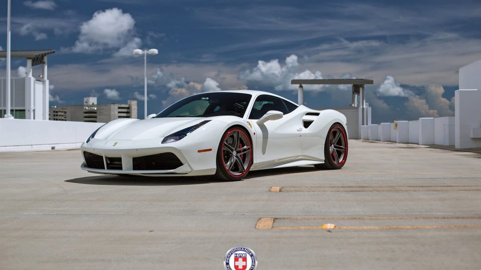 Ferrari 488 | Bianco Avus | on HRE S207 | Frozen Polished Dark Clear