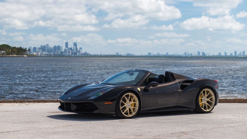 Ferrari 488 Spider | Nero | on HRE P101 | Frozen Brushed Gold