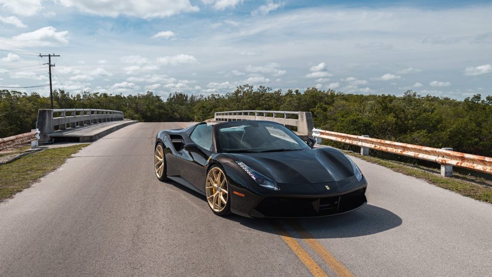Ferrari 488 Spider | Nero | on HRE P101 | Frozen Brushed Gold