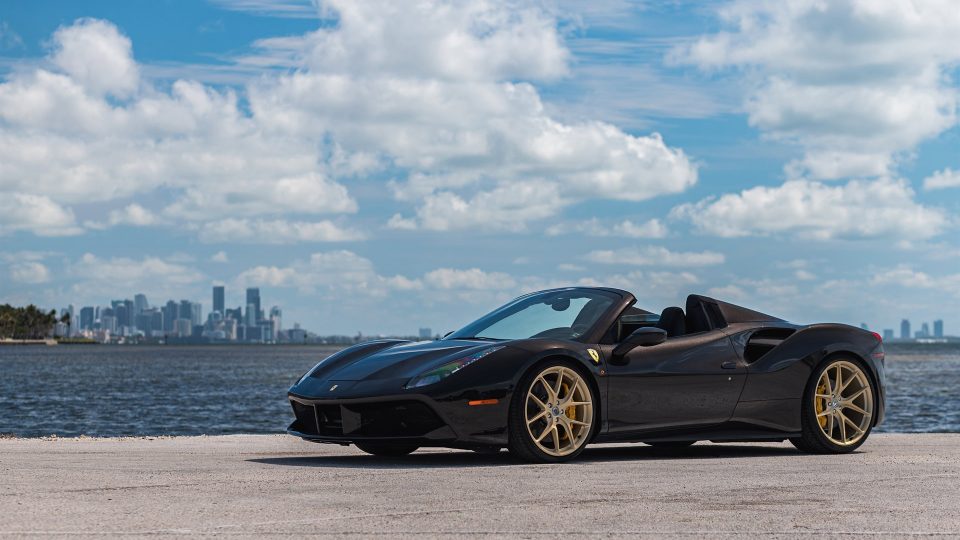 Ferrari 488 Spider | Nero | on HRE P101 | Frozen Brushed Gold