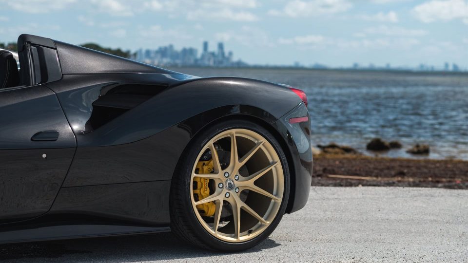 Ferrari 488 Spider | Nero | on HRE P101 | Frozen Brushed Gold
