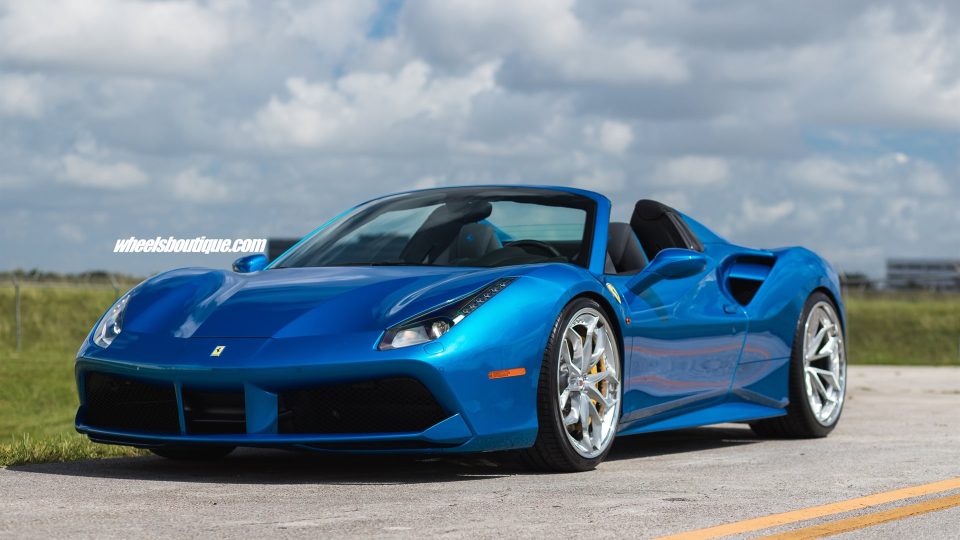 Ferrari 488 Spider | Blu Corza | on HRE S201 | Brushed Clear