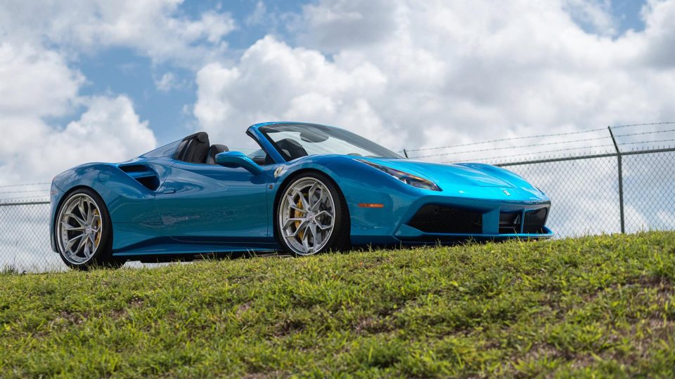 Ferrari 488 Spider | Blu Corza | on HRE S201 | Brushed Clear