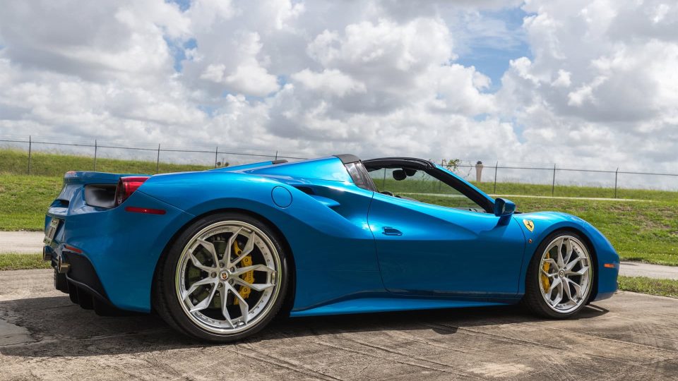 Ferrari 488 Spider | Blu Corza | on HRE S201 | Brushed Clear